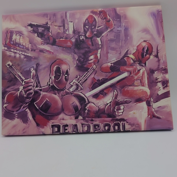 None Other - Deadpool Canvas Art in Purple and Red 16 X 12